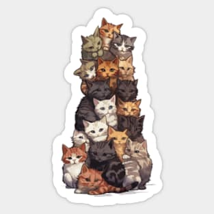 Pile Of Furry Cats Sticker